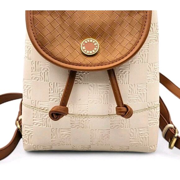 Signature Steve Madden BSARRA Backpack Mini Cream & Cognac - Picture 6 of 9